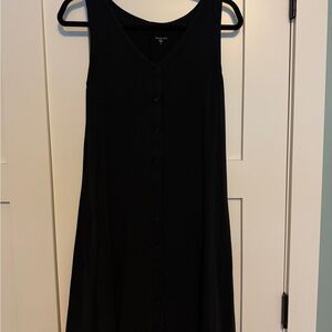 Garnet Hill Black Button-Down Dress